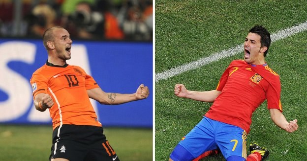 Holender Wesley Sneijder i Hiszpan David Villa /AFP