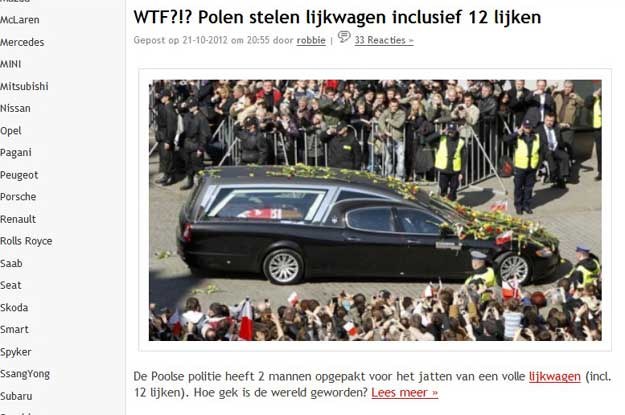 Holenderski wortal informację o kradzieży  zilustrował zdjęciem z pogrzebu  Lecha Kaczyńskiego /Informacja prasowa