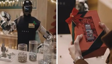 Humanoid odtwarza scenę pakowania prezentów z kultowej komedii