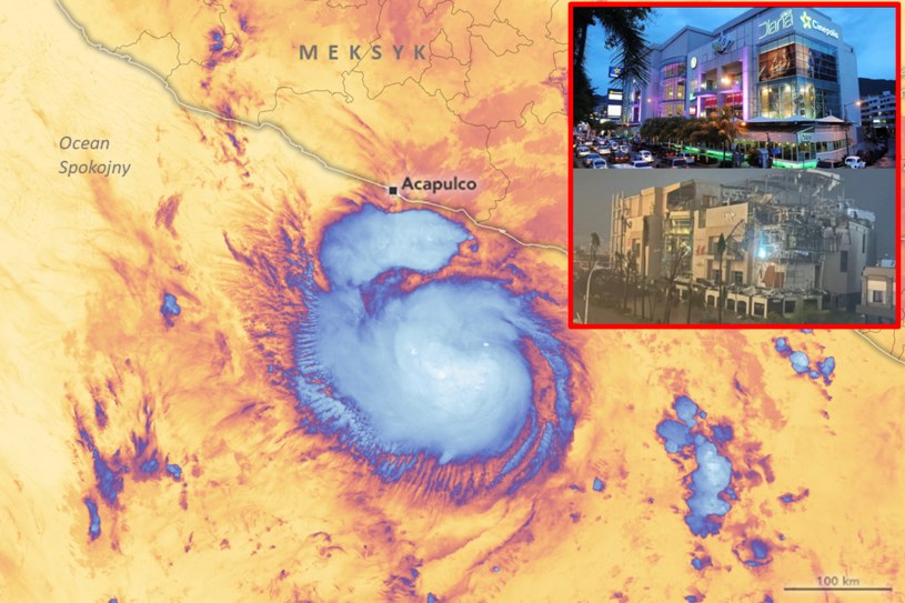 Huragan Otis sieje spustoszenie w Meksyku. / El Clarín/Serwis X/NASA Earth Observatory/oprac. Karol Kubak /INTERIA.PL