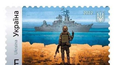 "Idi na ch**" i krążownik Moskwa na znaczkach pocztowych. Ukraina kpi z Putina