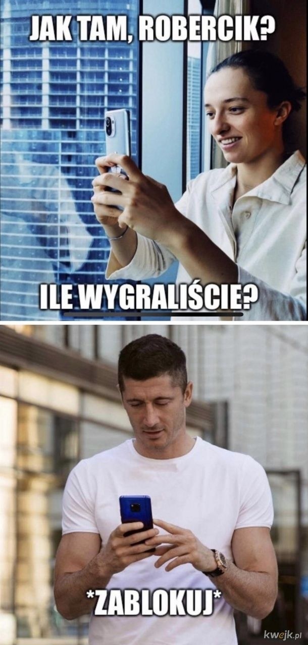 Iga Świątek i Robert Lewandowski [MEMY] /Kwejk.pl /materiał zewnętrzny