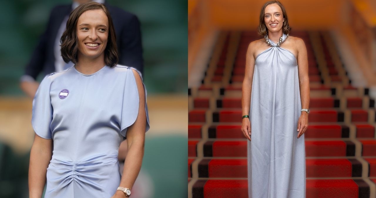 Iga Świątek na Wimbledonie: suknia od Victorii Beckham (po lewej) i Stelli McCartney (po prawej) /Jordan Pettitt/Press Association/East News, Chris Raphael / Reuters / Forum /Agencja FORUM