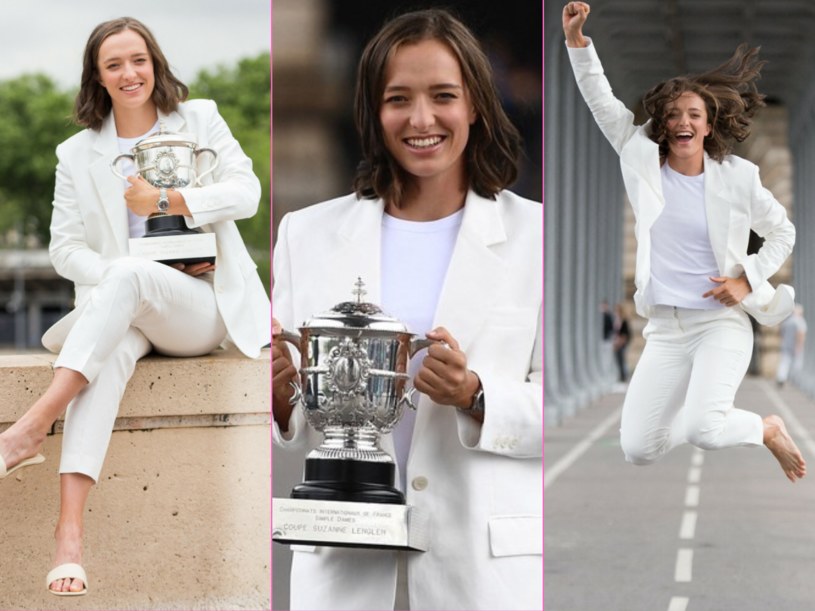 Iga Świątek - sesja z pucharem Roland Garros na moście Bir-Hakeim /AFP /Berzane Nasser/ABACA/Abaca/East News /East News