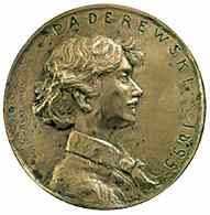 Ignacy Jan Paderewski, wizerunek na medalu /Encyklopedia Internautica