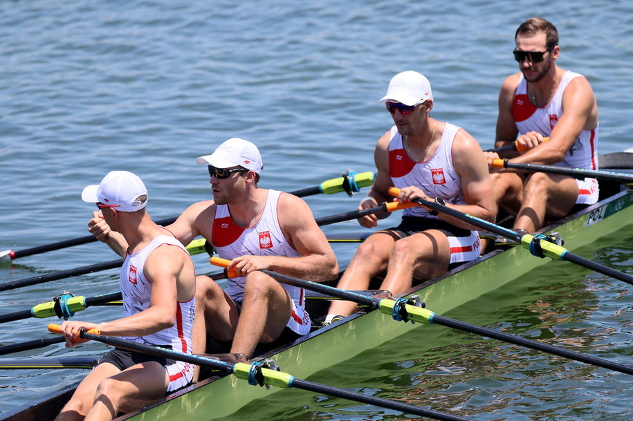 Igrzyska olimpijskie Tokio 2020. Polska czwórka podwójna w składzie: Dominik Czaja, Wiktor Chabel, Szymon Pośnik i Fabian Barański / 	Leszek Szymański    /PAP