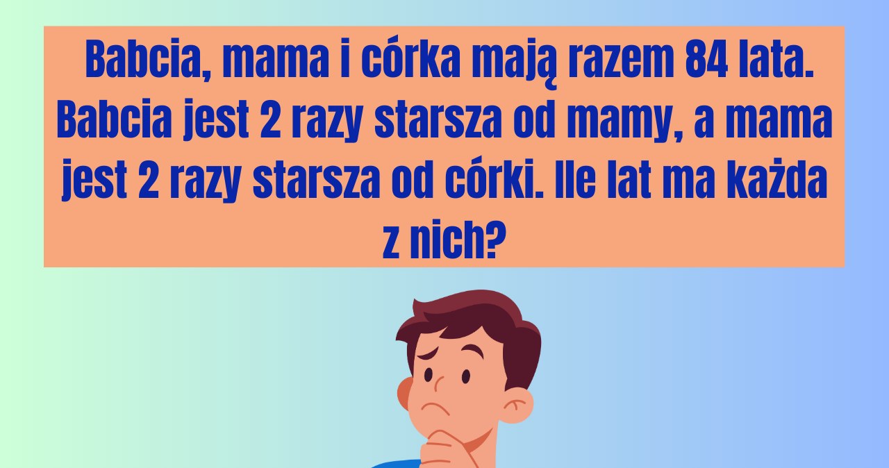 Ile lat ma córka, mama i babcia? Zagadka matematyczna, którą tylko 1 na 10 osób rozwiązuje poprawnie /Materiały własne /INTERIA.PL