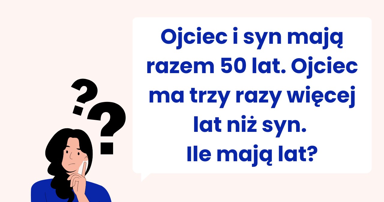 Ile lat ma ojciec i syn? Tylko co 8 osoba podaje prawidłowe rozwiązanie /materiały własne /INTERIA.PL