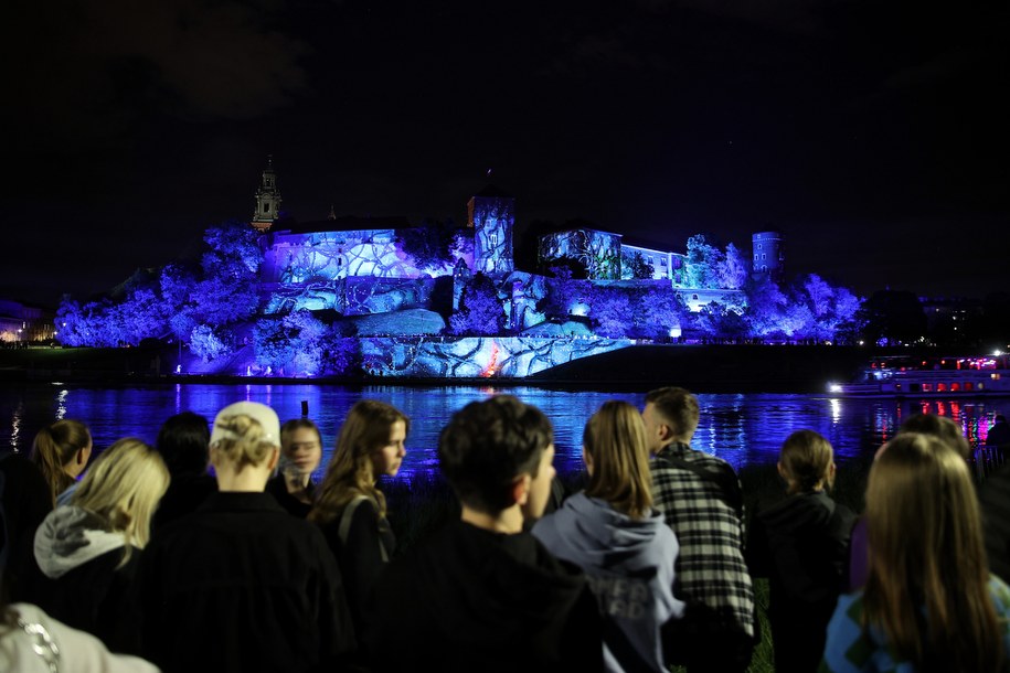 Iluminacja na fasadzie Zamku Królewskiego na Wawelu /	Łukasz Gągulski /PAP