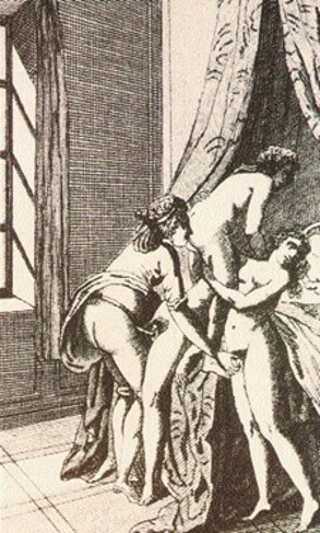 Ilustracja z francuskiej powieści pornograficznej z XVIII w /Encyklopedia Internautica