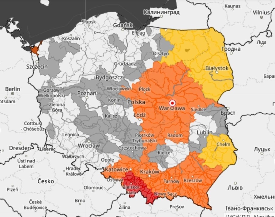 IMGW: Mapa zagrożeń hydrologicznych /IMGW  /