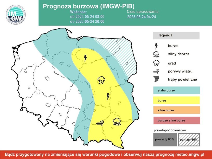 IMGW ostrzega przed burzami, które w środę mogą mieć miejsce w centralnym regionie kraju. /IMGW