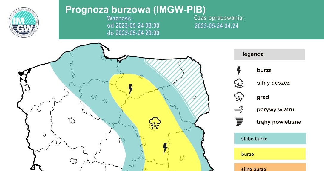 IMGW ostrzega przed burzami, które w środę mogą mieć miejsce w centralnym regionie kraju. /IMGW /materiał zewnętrzny