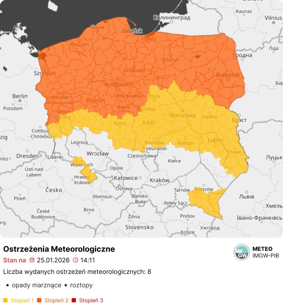IMGW ostrzega przed gołoledzią /