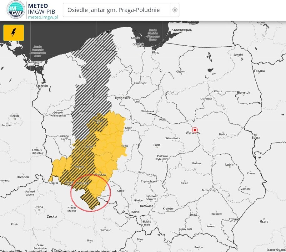 IMGW ostrzega przed groźnymi burzami w nocy z poniedziałku na wtorek /IMGW /Materiały prasowe