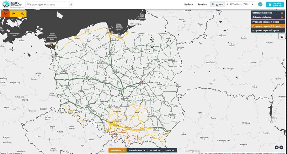 IMGW prognozuje zamarzanie mokrej nawierzchni dróg i chodników /IMGW /