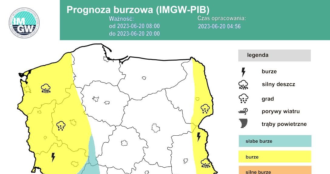 IMGW wydał na wtorek ostrzeżenia dotyczące burz i upałów /IMGW /