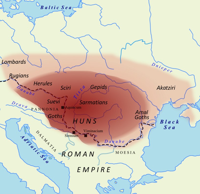 Imperium Hunów miało imponujące rozmiary /Wikimedia Commons /INTERIA/materiały prasowe