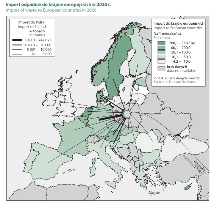Import odpadów do krajów Unii Europejskiej w 2020 r. /GUS /materiały prasowe