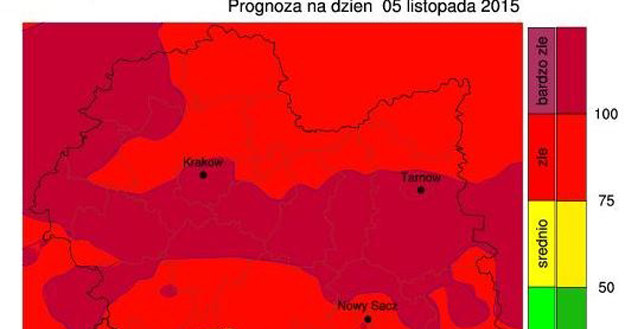 Indeks jakości powietrza /www.malopolska.pl /Informacja prasowa