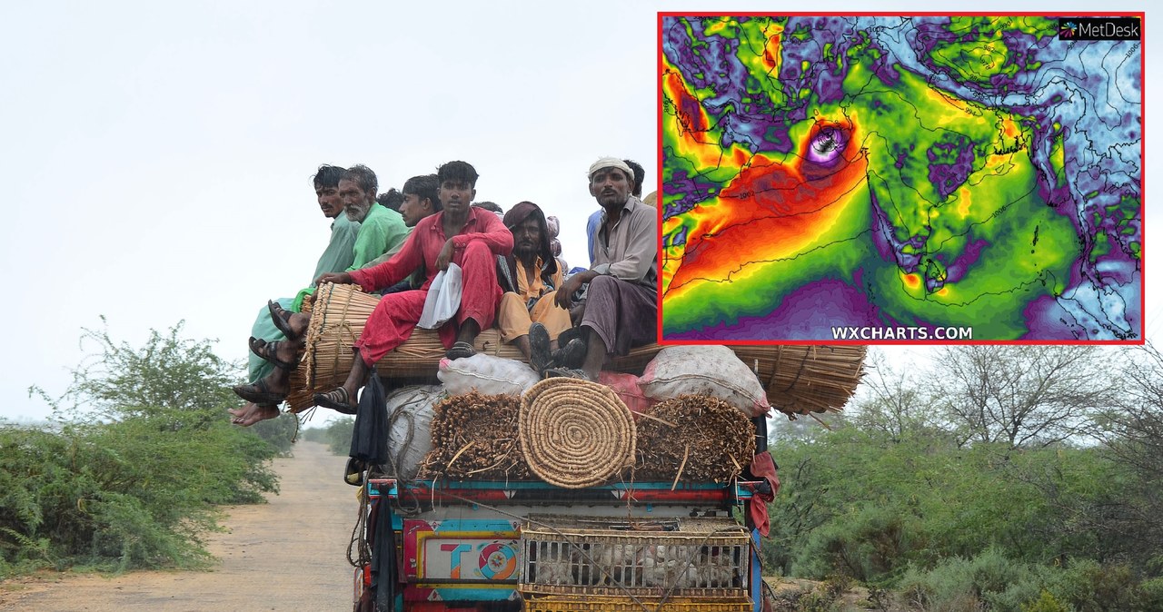 Indie i Pakistan ewakuowały dziesiątki ludzi z terenów zagrożonych uderzeniem cyklonu Biparjoy /STRINGER / AFP / WXCHARTS /