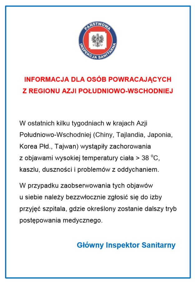 Informacja GIS dla powracających z Azji /gis.gov.pl /