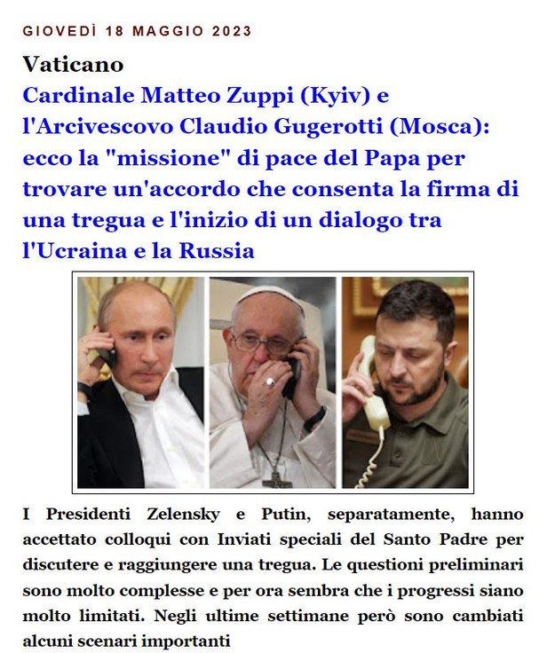 Informację o misji pokojowej Watykanu podał portal Il Sismografo (fot. Il Sismografo) /