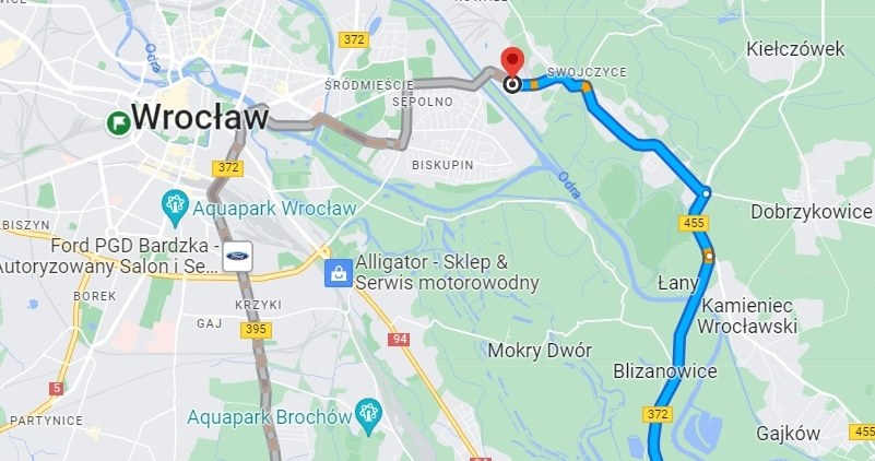 Inna trasa wiodąca obwodnicą liczy około 20 km/ Źródło: Google Maps /