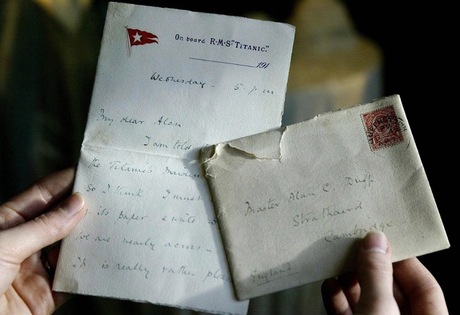 Inny list napisany z Titanica. Jego autorką była pasażerka pierwszej klasy Alice Lennox-Conyngham, a adresatem jej siostrzeniec, Alan Duff. W 2004 r. list został sprzedany za 13 tys. funtów. /HO UK AND IRELAND /PAP/EPA