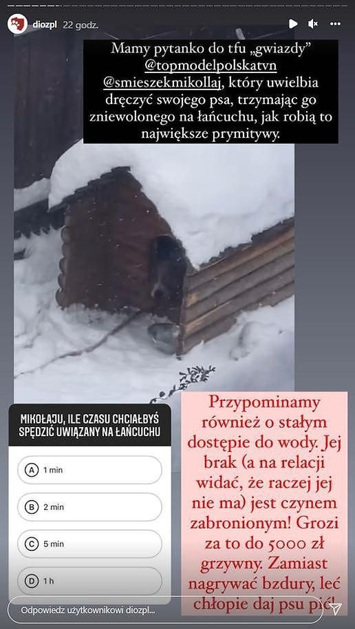 Inspektorat Ochrony Zwierząt nagłośnił sprawę Mikołaja Śmieszka /Instagram