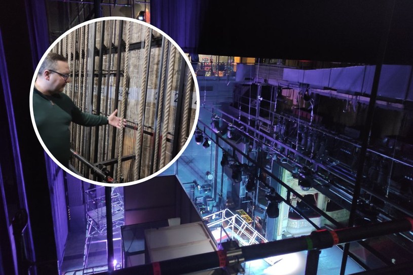 Inspicjent Bartłomiej Oskarbski prezentuje sznurownię w Teatrze Słowackiego. Jesteśmy na wysokości... siódmego piętra bloku /Natalia Grygny/Interia.pl