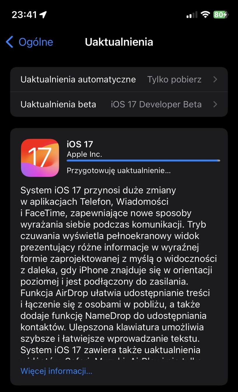 Instalacja iOS 17 jest prosta /Dawid Długosz /INTERIA.PL