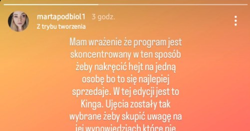 InstaStories - instagram@martapodbiol1 /materiały prasowe