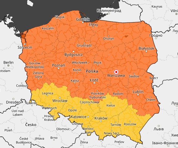 Instytut Meteorologii i Gospodarki Wodnej wydał ostrzeżenia przed silnym wiatrem, które obejmują całą Polskę. /IMGW-PIB / imgw.pl /