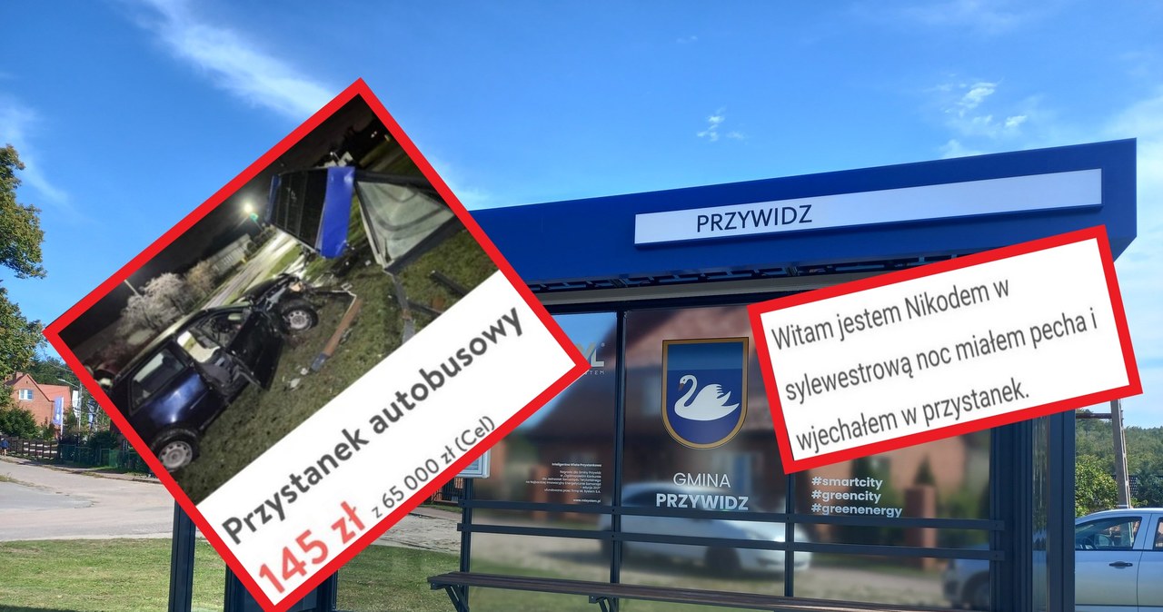 "Inteligentna" wiata, w którą wjechał pijany 16-latek była nagrodą w konkursie i kosztowała fundatora 65 tys. zł -  fot. Gmina Przywidz / Facebook Gmina /