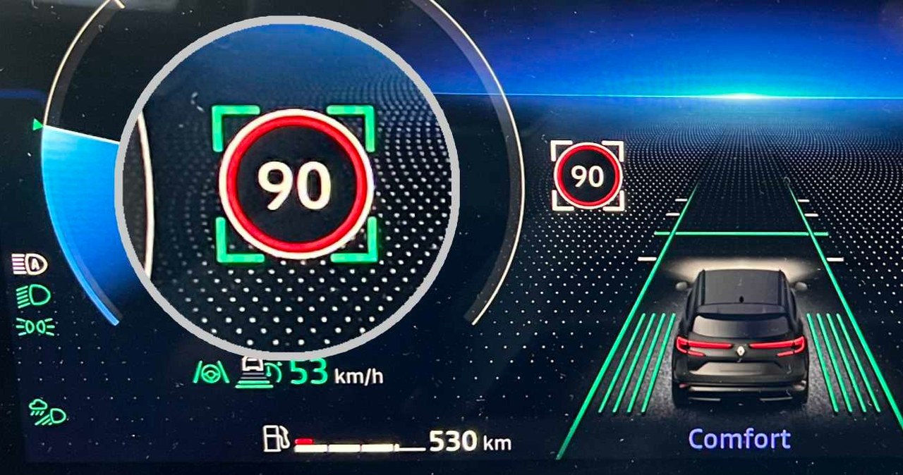 Inteligentny tempomat Renault pomaga w dostosowaniu prędkości do znaków /INTERIA.PL