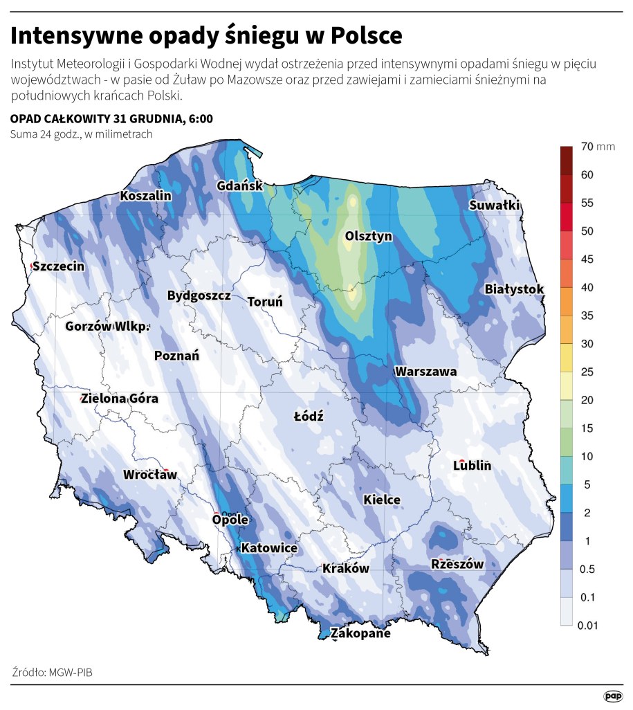 Intensywne opady śniegu w Polsce /	Adam Ziemienowicz /PAP