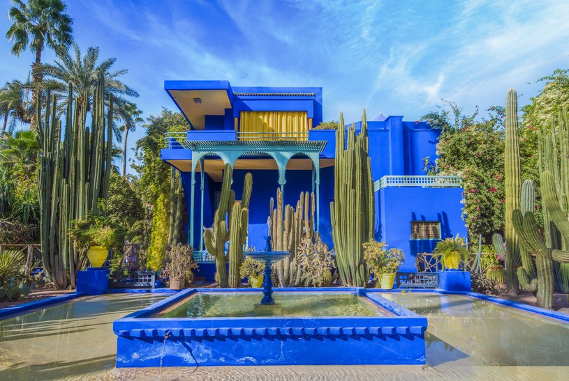 Intensywny odcień błękitu majorelle bleu można spotkać w Maroku w wielu miejsach. Na zdjęciu Jardin Majorelle /123RF/PICSEL