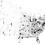 Interaktywna mapa USA i Kanady z każdym pojedynczym mieszkańcem