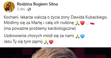 Internauci modlą się za Martę Kubacką i Dawida Kubackiego /screen/Facebook /Facebook