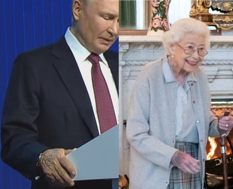 Internauci porównują dłonie Władimira Putina z jego ostatniego wystapienia z dłońmi królowej Elżbiety na dwa dni przed śmiercią. Od razu widzą duże podobieństwo /AFP