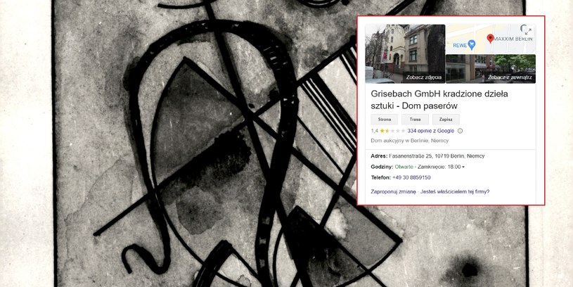 Internauci wystawiają negatywne oceny niemieckiemu domowi aukcyjnemu, który sprzedał skradzione w Polsce dzieło sztuki /MKiDN/Google /Twitter