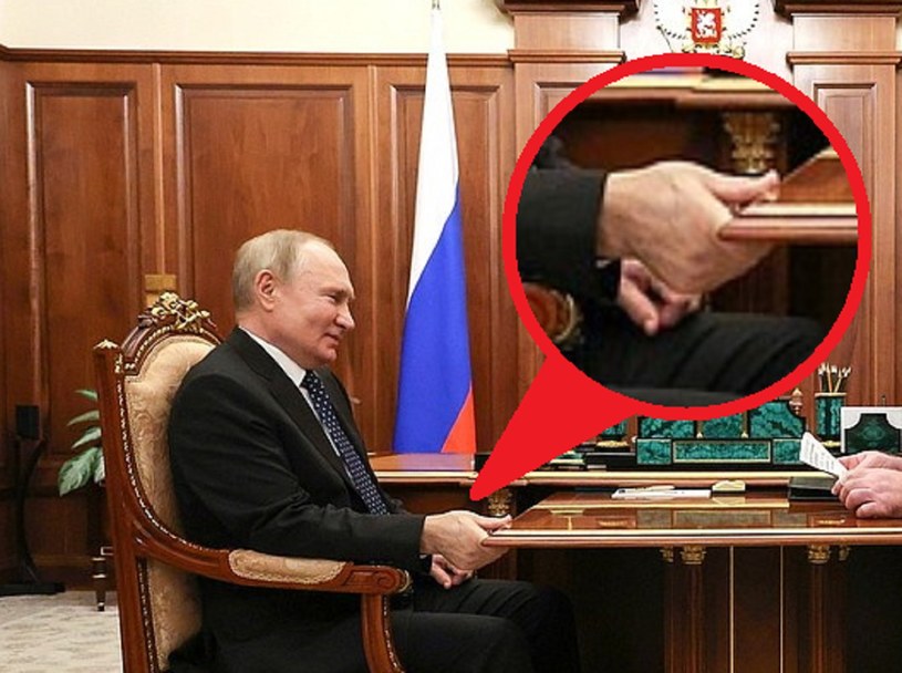 Intrygujące zachowanie Putina podczas oficjalnych rozmów na Kremlu - 13 marca po raz kolejny kurczowo trzymał się stołu. /YouTube