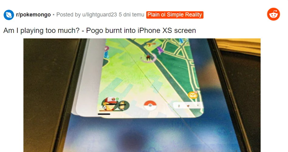 iPhone XS z wypalonym ekranem - zdjęcie zamieszczone w serwisie Reddit.com przez użytkownika @lightguard23 /materiały źródłowe
