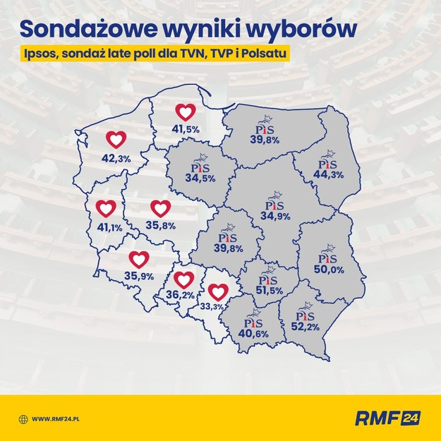 Ipsos, sondaż late poll dla TVN, TVP i Polsatu /Grafika RMF FM