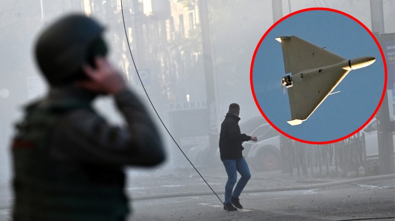 Irańskie drony zostały sfotografowane w locie przez reportera agencji AFP /SERGEI SUPINSKY /AFP