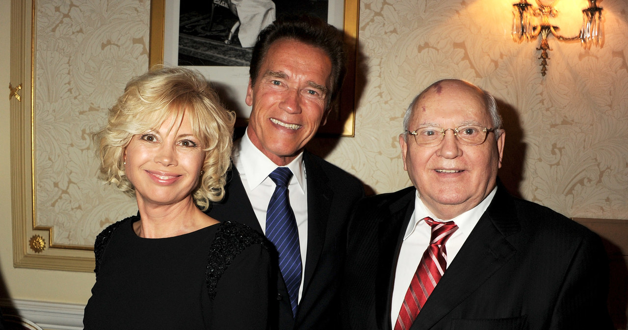 Irina Gorbaczowa, Michaił Gorbaczow i  Arnold Schwarzenegger /Dave Benett /Getty Images