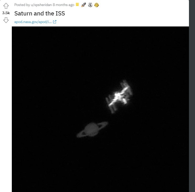 ISS i Saturn /Reddit /materiał zewnętrzny