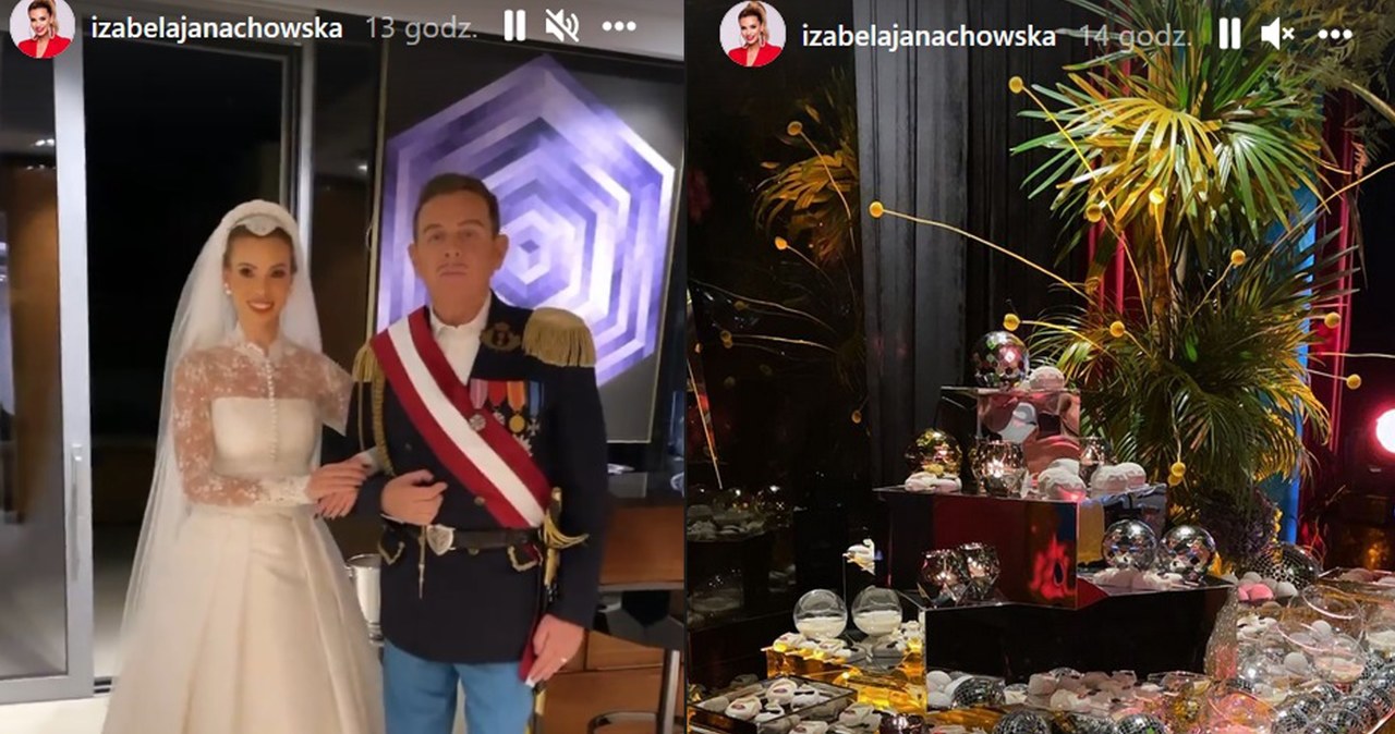 Izabela Janachowska pojawiła się na imprezie w sukni ślubnej /Screen z profilu www.instagram.com/izabelajanachowska /Instagram