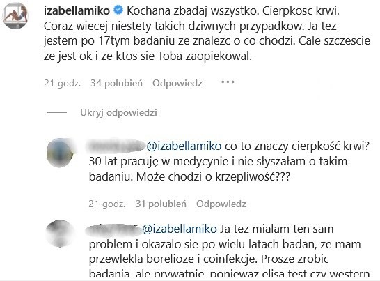 Izabella Miko skomentowała post Agnieszki Włodarczyk /Instagram